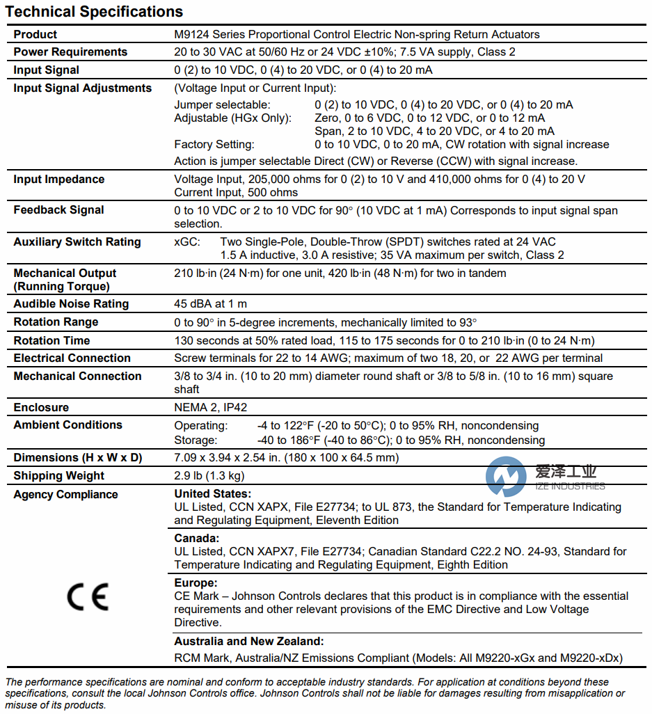 JOHNSON CONTROLS执行器M9124-GGA-2 爱泽工业ize-industries (2).png